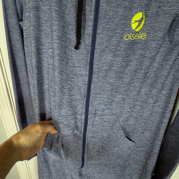 Oiselle Lux Yeti Blue Hooded Performance Jumpsuit One Piece Athletic Runner S - Picture 6 of 9